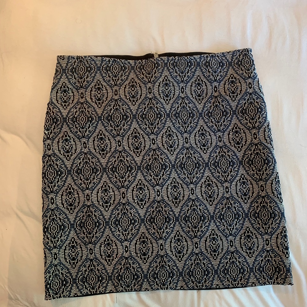 Mango Tribal Print Textured Mini Skirt M